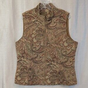 Vintage Tapestry Vest Brown Floral Paisley White Stag - Tagless /See Photos - XL